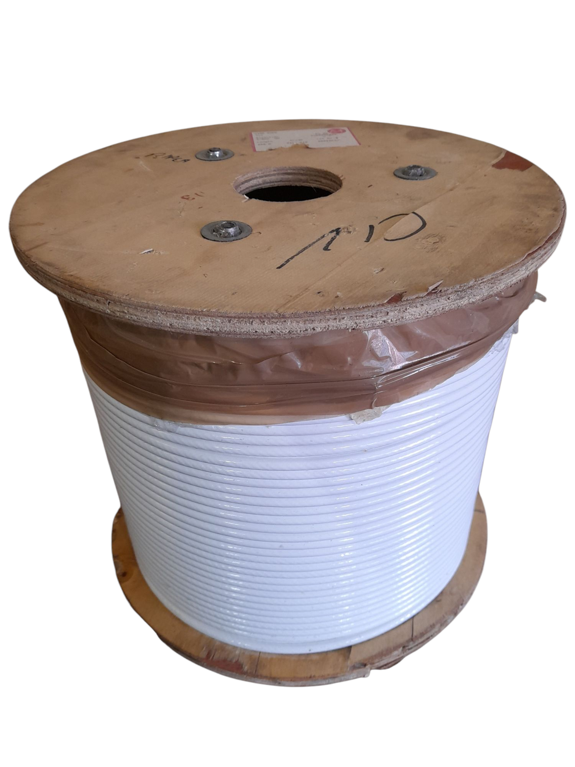 Lina nierdzewna 7x7 miękka " 4 mm " w oplocie PCV- 250mb. , cała szpula .