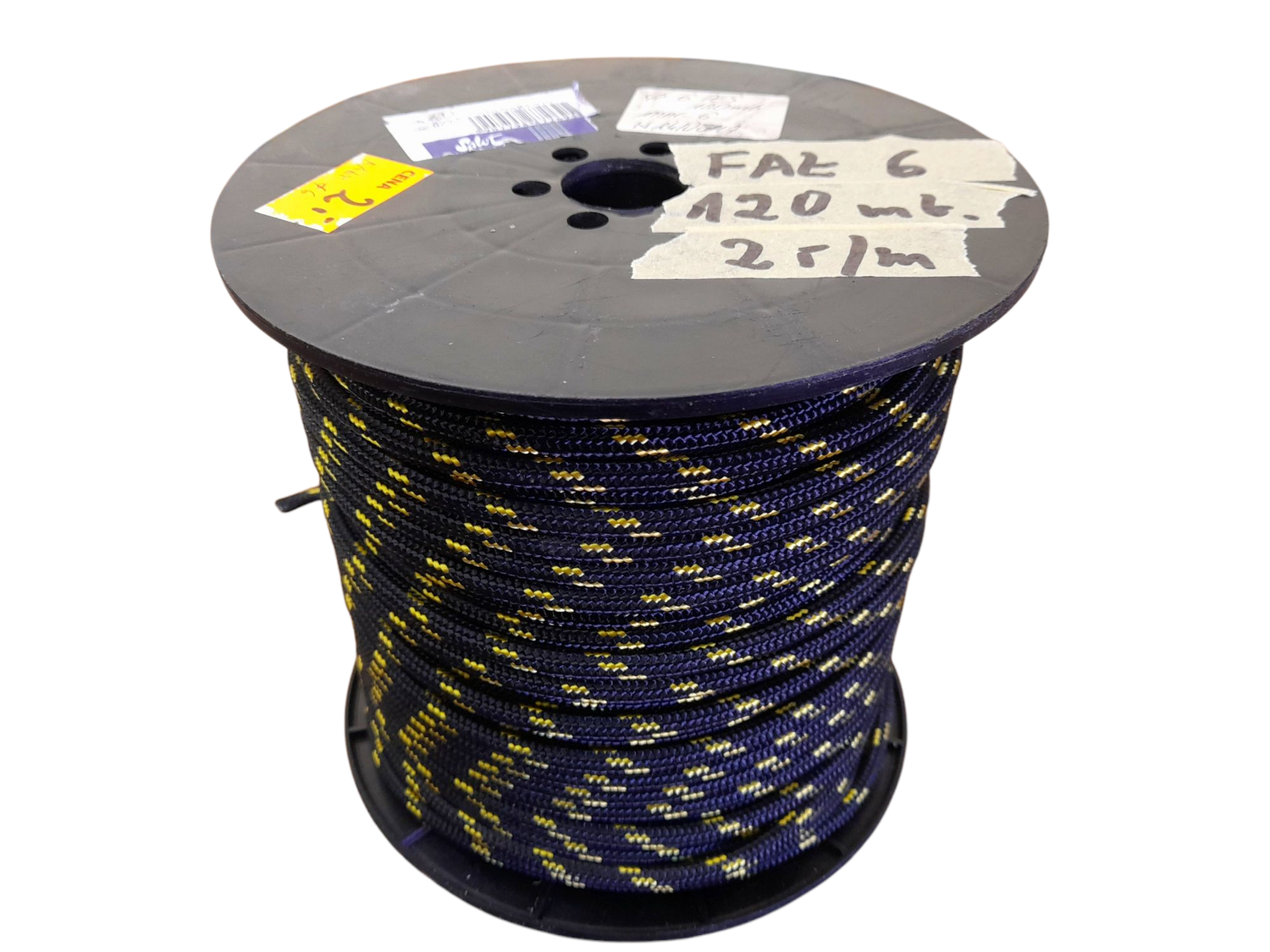 Lina fałowa " 6 mm " cała szpula - 120mb. , 2zł/mb.