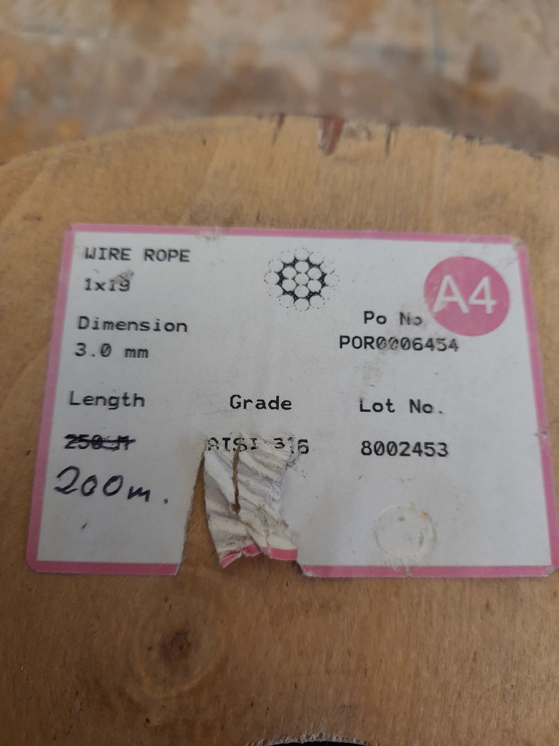 Lina nierdzewna 1x19 struna " 3 mm " - 200mb. , cała szpula .