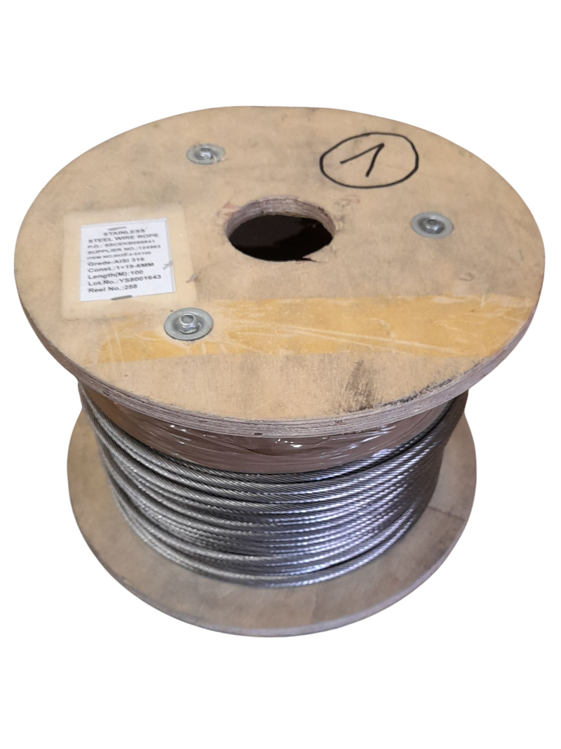 Lina nierdzewna 1x19 struna  " 6 mm " - 55mb. , cała szpula .