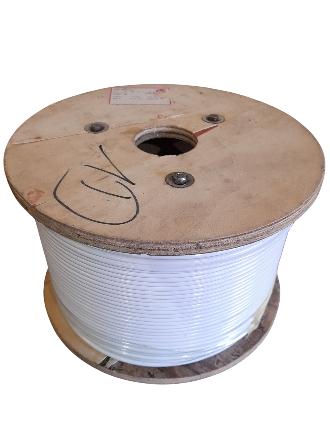 Lina nierdzewna 7x7 miękka   " 3 mm/5mm "  w oplocie PCV biała - 250mb. , cała szpula .