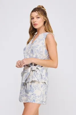 Allie Rose Soft Linen Button Up With Side Tie