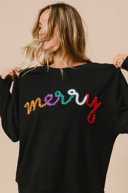 BiBi Christmas Merry Tinsel Metallic Pullover