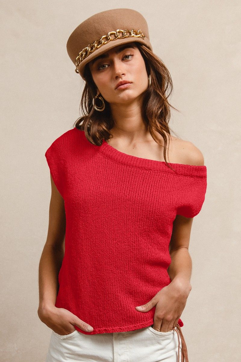 Bibi One Side Off Shoulder Knit Top