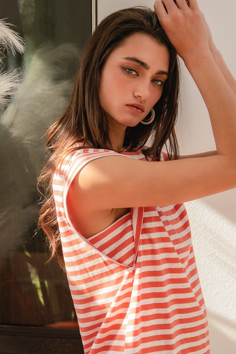 Bibi Striped With Sleeveless Knit Top