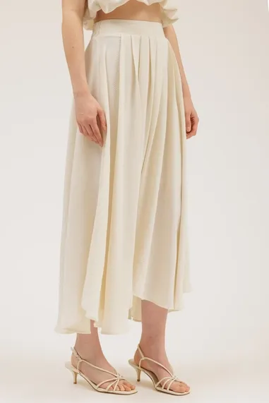 Blu Pepper Box Pleated Midi Skirt 