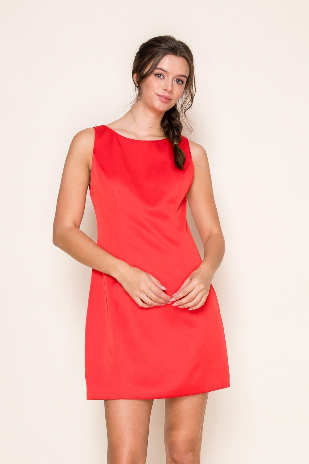 B.Right  Satin Bow Mini Dress