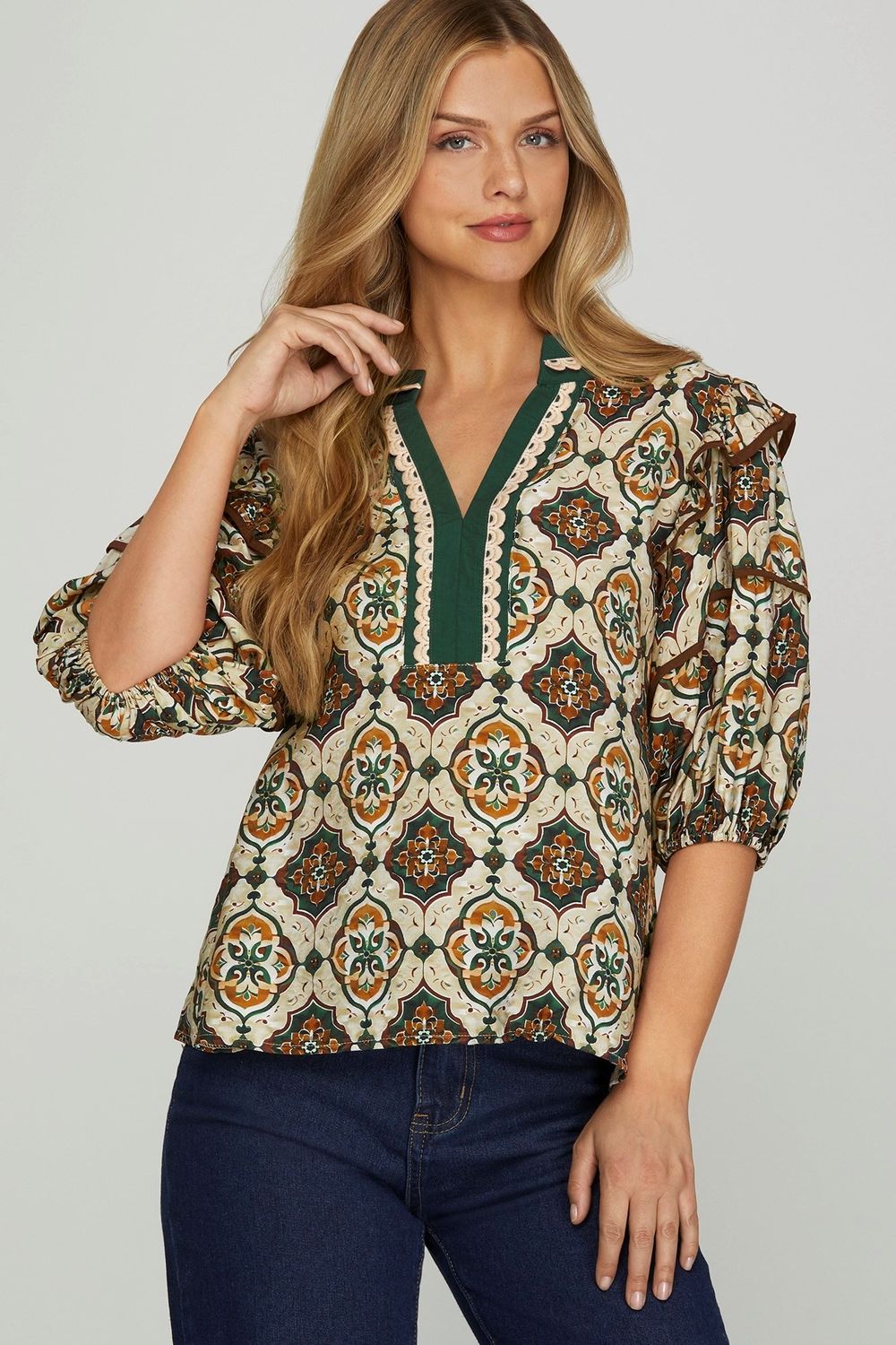 Bianco Multi Colored Printed Tunic Top