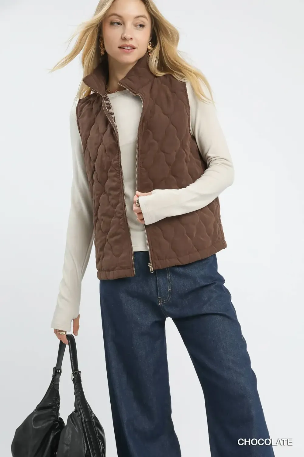 Umgee Plus Quilted Zip-Up Vest