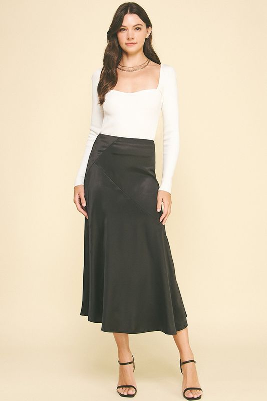 Pinch Silky Block Detail Midi Skirt
