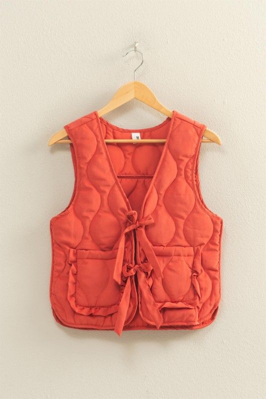 HYFVE Quilted Vest With Tie-front And Patch Pockets