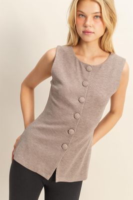 HYFVE Button Ribbed Knit Top
