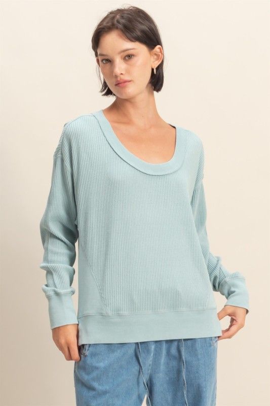 HYFVE Scoop Neck Ribbed Long Sleeve