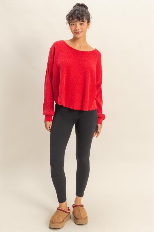 HYFVE Cropped Waffle Knit Crewneck