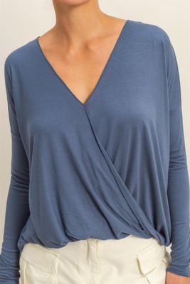 HYFVE V-Neck Draped Long Sleeve Top
