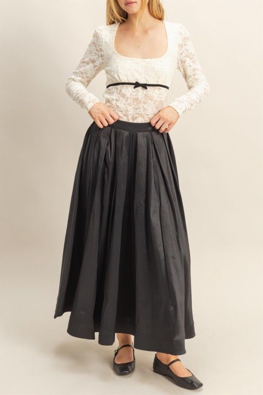 HYFVE  Pleated A-line Midi Full Skirt