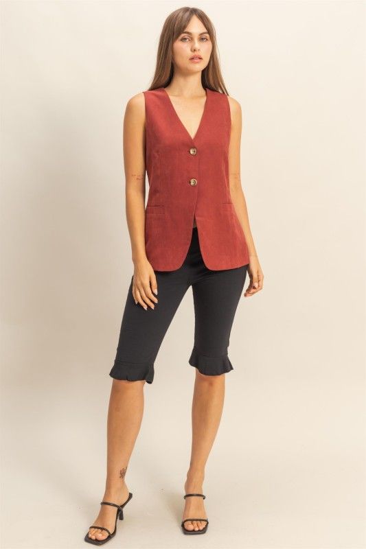 HYFVE Sleeveless V-neck Tailored Button Vest