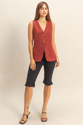 HYFVE Sleeveless V-neck Tailored Button Vest