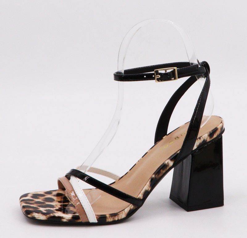 Bamboo Chunky Block Heel Strap Sandal