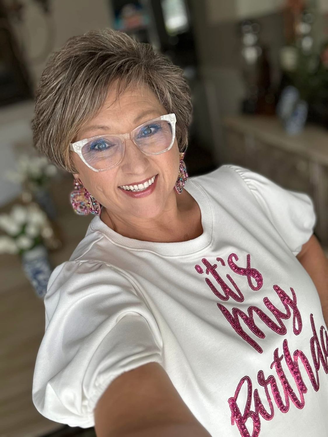 Peach Love Birthday Girl Sequin Top