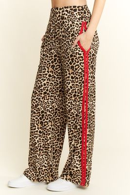 Jade By Jane Leopard Print Red Stripe Pants