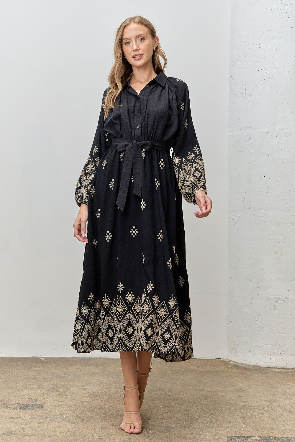Polagram Embroidered Midi Dress