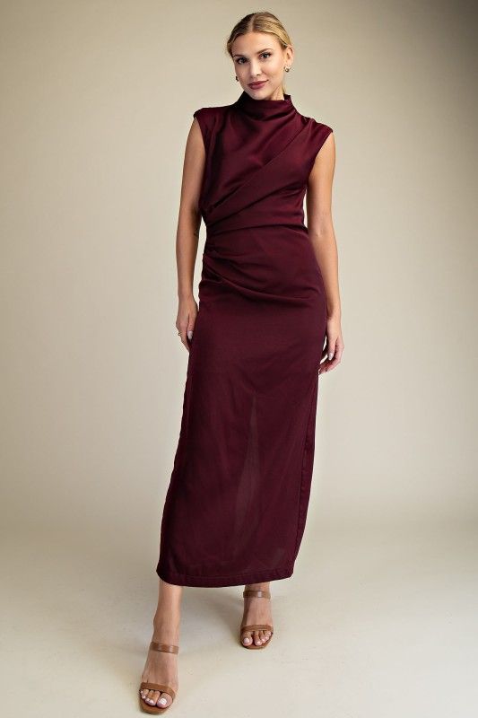 Glam Cap Sleeve Mock Neck Dress
