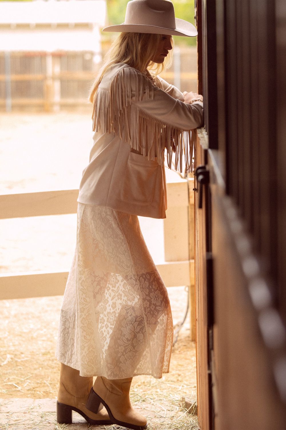 Skies Are Blue Suede Fringe Jacket