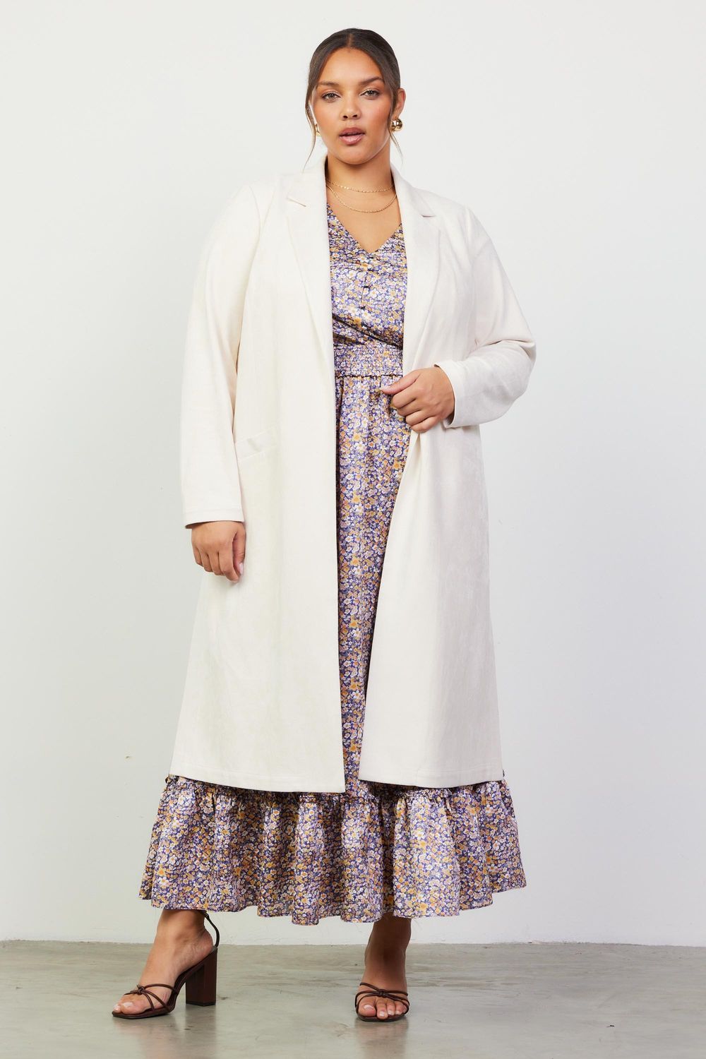 Skies Plus Faux Suede Duster