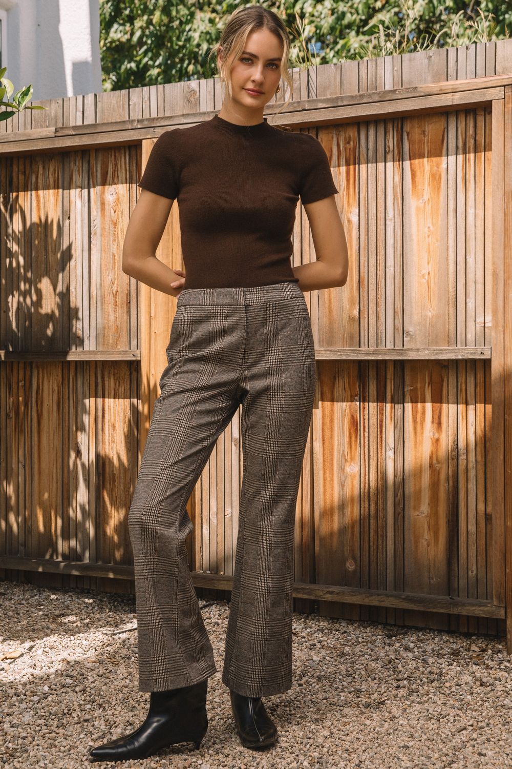 Skies Are Blue Plaid Full Length Wide Pant