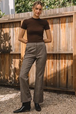 Skies Are Blue Plaid Full Length Wide Pant