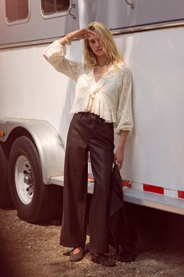 Skies Are Blue Distressed PU Pants