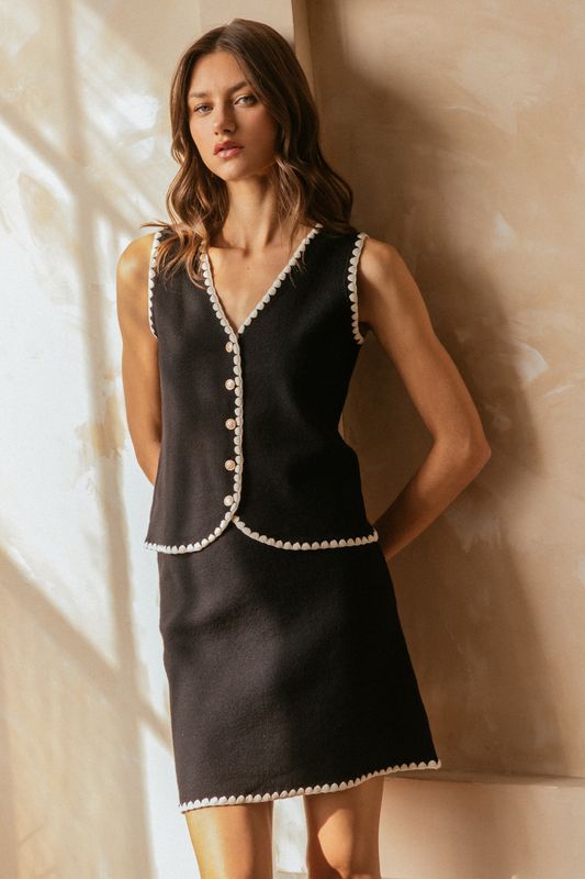 Skies Are Blue Sweater Vest With Scallop