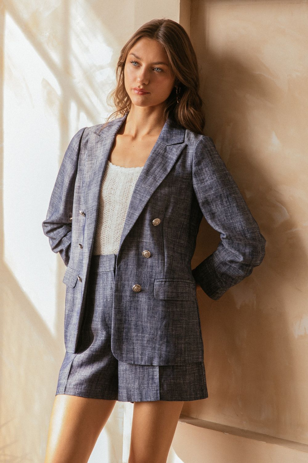 Skies Are Blue Button Detail Blazer