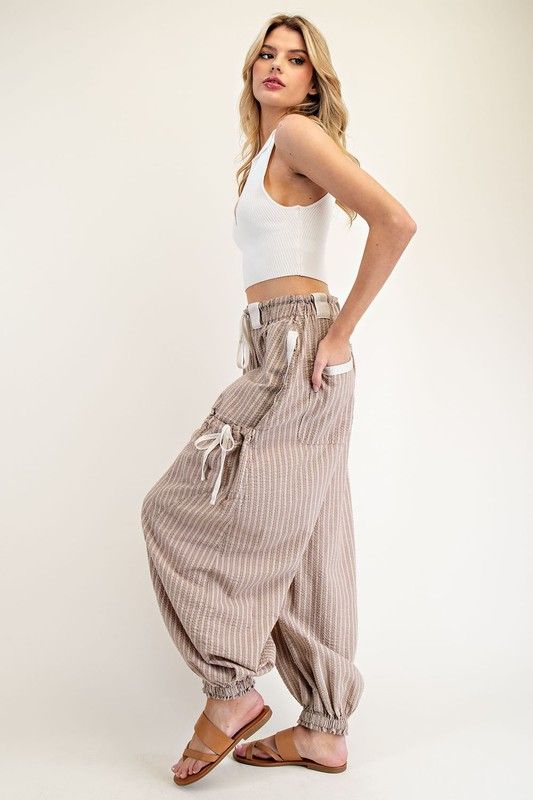 Eesome Drawstring Striped Jogger Pants
