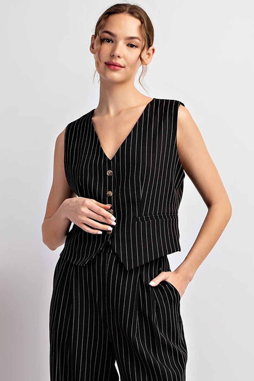 Eesome Pinstriped Sleeveless Vest Top