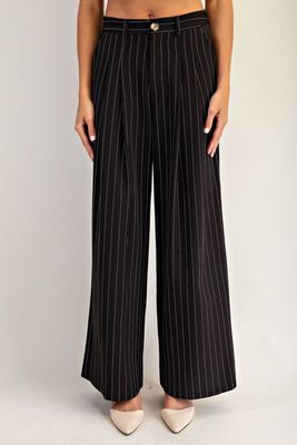 Eesome Pinstriped Front Pleat Straight Leg Pants