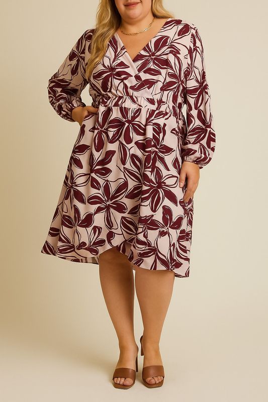 Gilli Plus Long Sleeve Floral Mini Dress