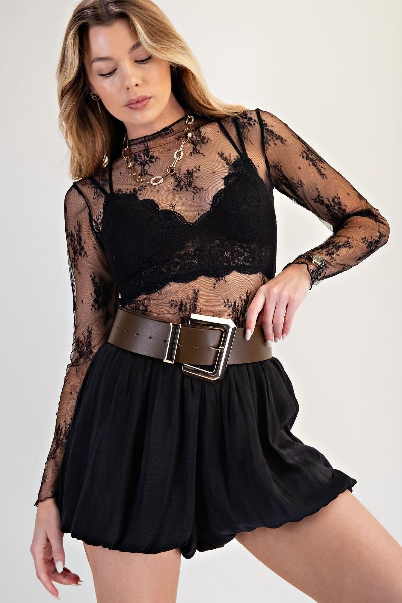 Easel LS All Over Sheer  Lace FIT