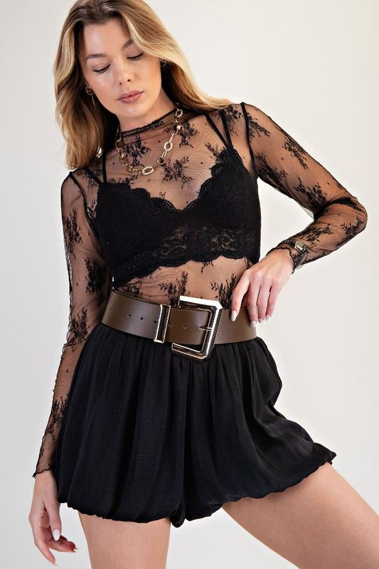 Easel LS All Over Sheer  Lace FIT