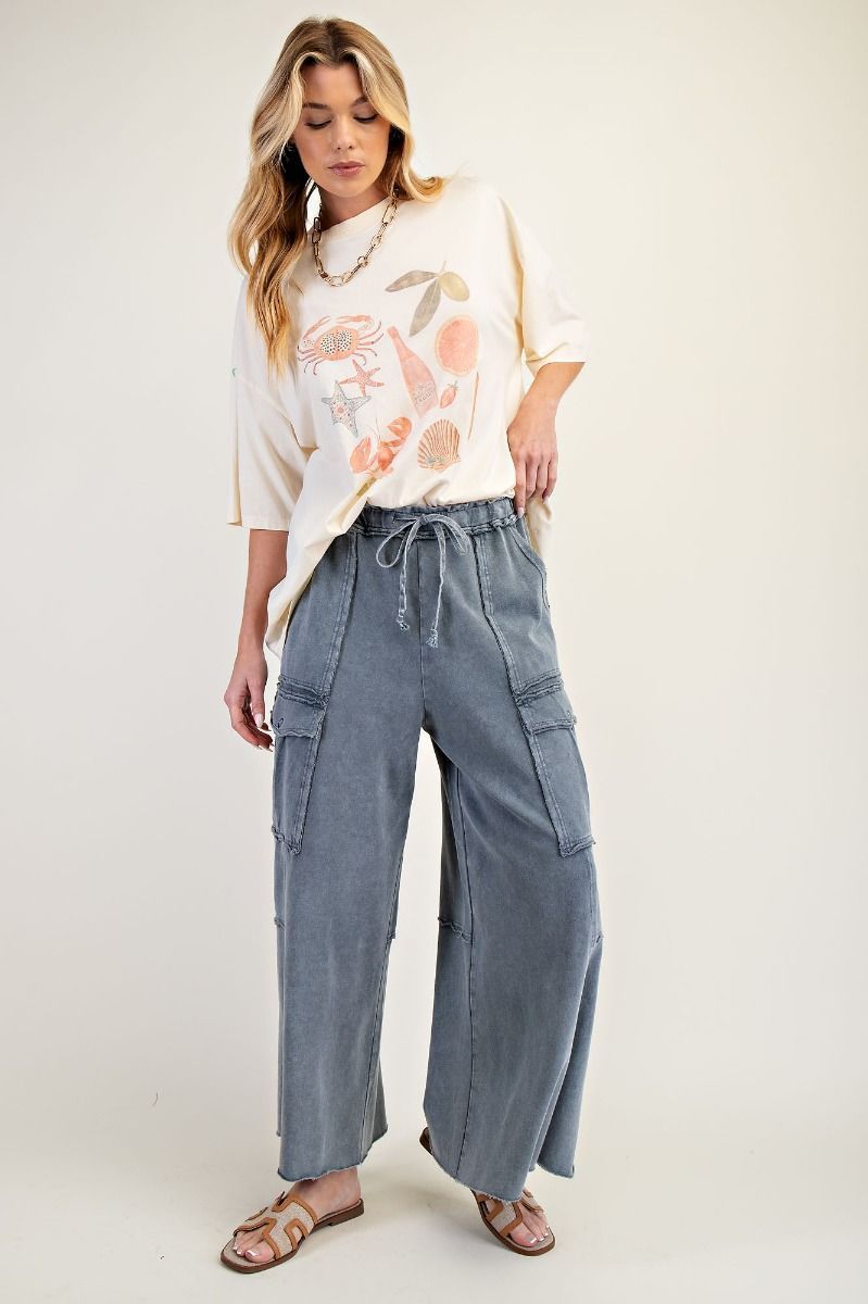 Easel Mineral Washed Wide Leg Pants