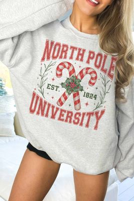 North Pole Uni Candy Cane Graphic Sweatshirt