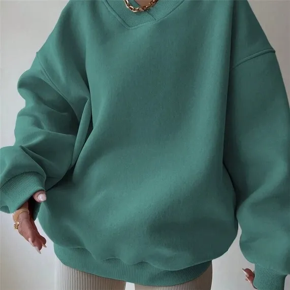 FurDecor Solid V-Neck Long sleeve Sweatshirt