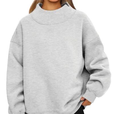 FurDecor Solid High Neck Fleece Sweatshirt