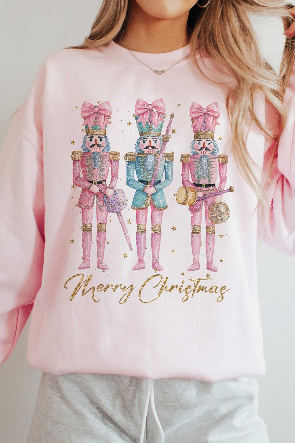 A-Blush Pink Nutcracker Oversized Sweatshirt
