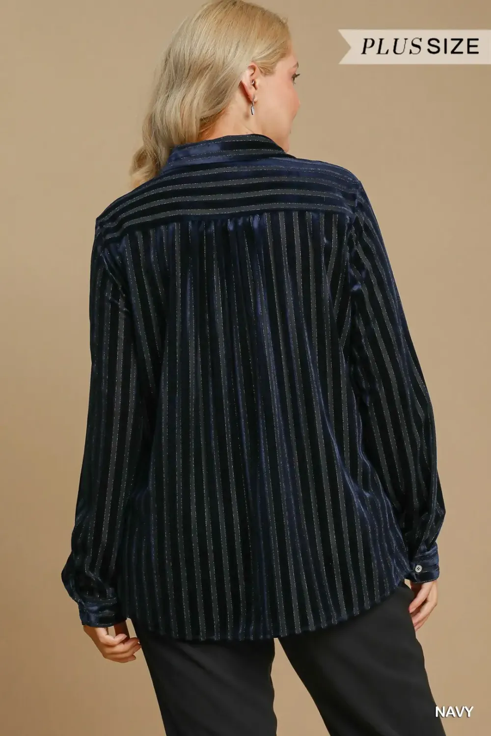 Umgee Plus Button Down Striped Top