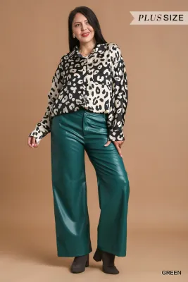 Umgee Plus Faux Leather Straight Leg Pants