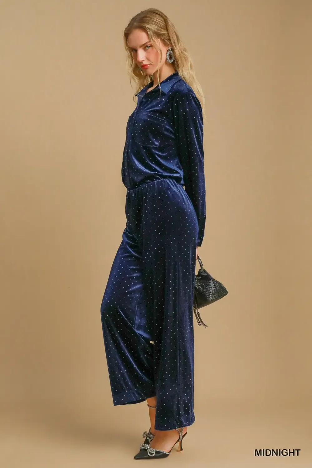 Umgee Velvet Button Down Top