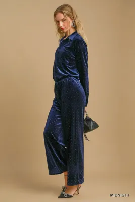 Umgee Velvet Button Down Top