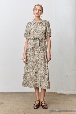 Polagram Curvy Leopard Print Midi Dress w/ Tie